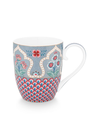 Flower Festival Scallop Mugg 45cl Deco/Light Blue
