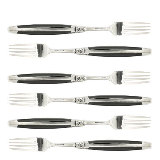 Laguiole - Stekgaffel 6-pack Svart Corian/Rostfri