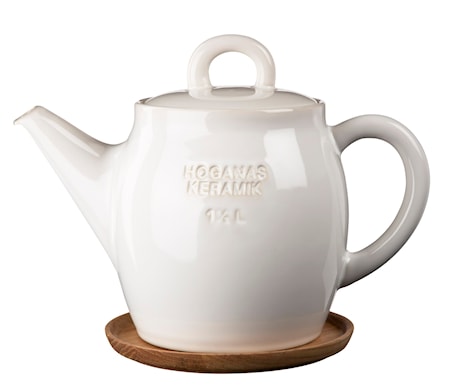 Tekanna 1,5 L med Träfat vit blank