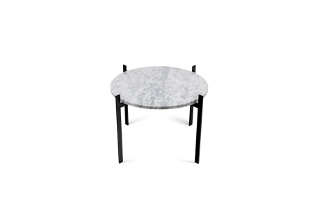 Single Deck Sidobord Vit Marmor med Svart Ram
