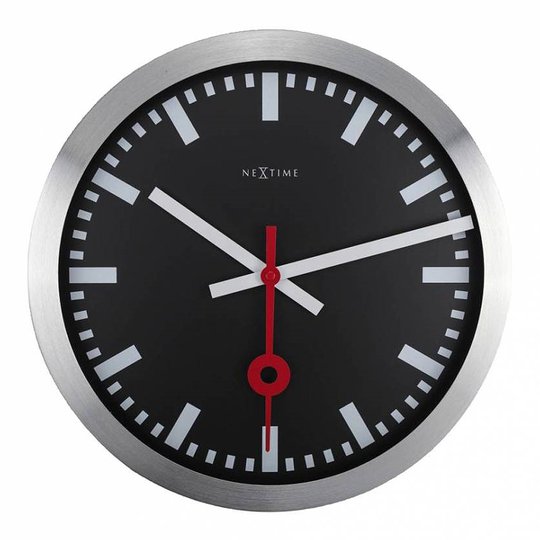 NeXtime - Station Väggklocka streck 19 cm Svart