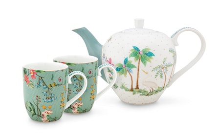 Jolie Set/3 Tea Set Small Flowers Blå