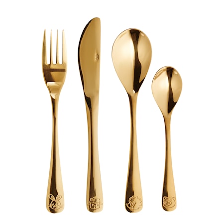 Barnbestick Guld 4 st Presentask