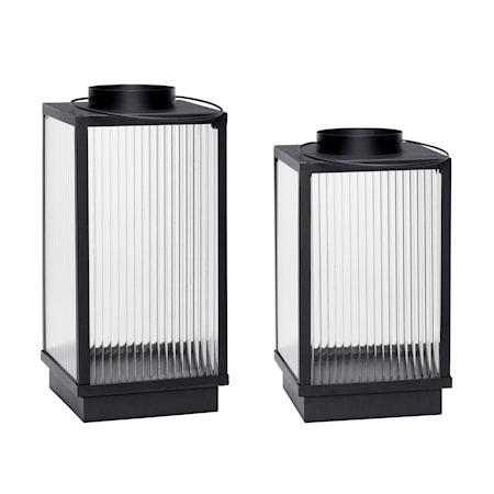 Ljuslykta Glas Svart 2 st