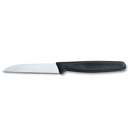 Skalkniv Vågtandad Nylonhandtag Svart 8 cm
