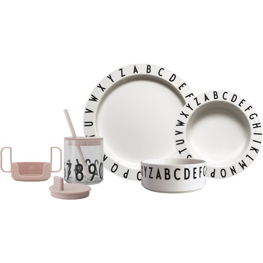 Design Letters Eat & Learn Tritan gift box, nude och vit
