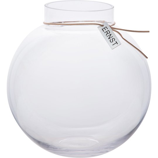 Ernst Glasvas Rund med Läderband 22 cm
