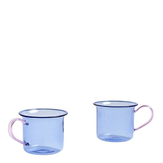 Hay - Muggar Borosilicatglas 8x6,5 cm 2-pack Blå/Rosa