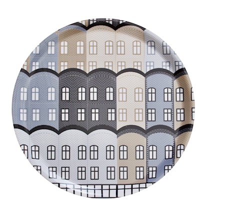 Svart/vit Stadbricka i björkfaner R38 cm