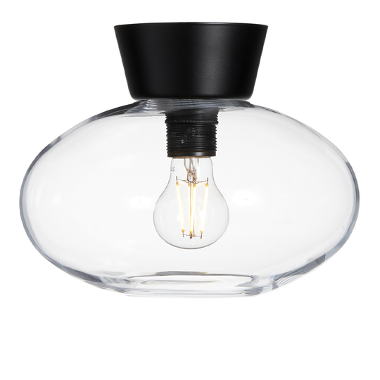 Belid - Bullo Taklampa Plafond 27 cm Matt Svart/Klar Glas