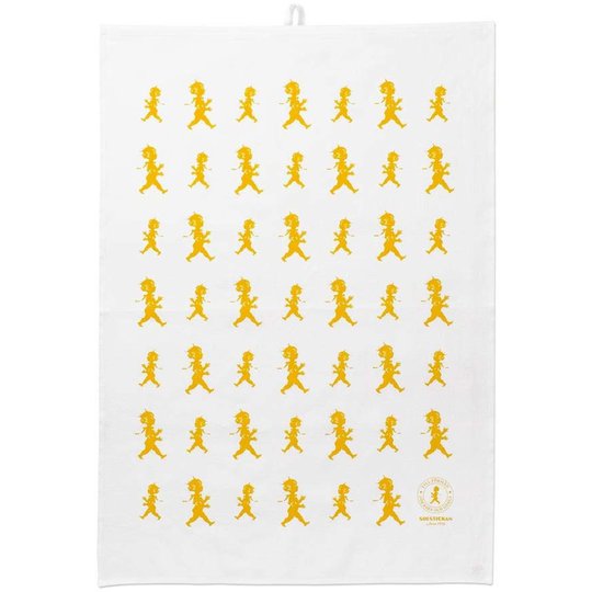Solstickan Design Kökshandduk Halvlinne 50X70 cm Vit med Gult Rep