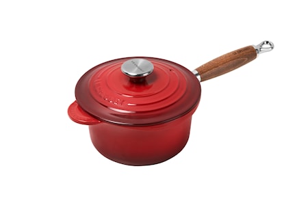 Kastrull med Trähandtag och Stålknopp Cerise 18 cm
