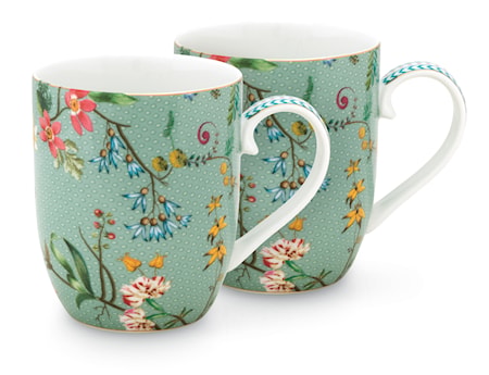 Jolie Liten Mugg Flowers Blue 2-pack