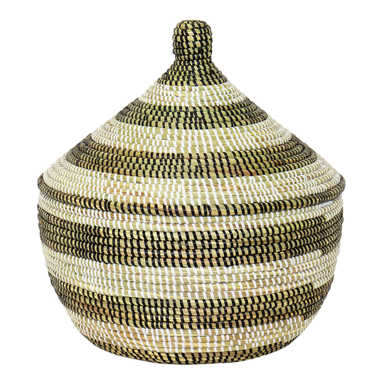 Afroart - Korg med lock Svart/Vit