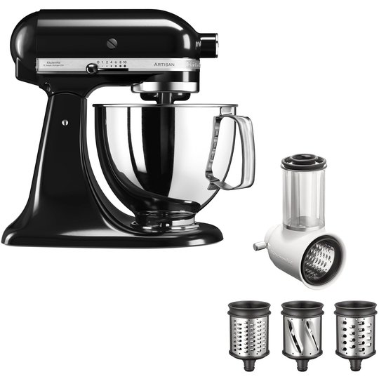 KitchenAid Artisan köksmaskin (svart) + rivjärn