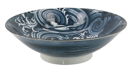 Japonism Crane Menbachi Skål 25.2x7.7cm Svart/Blå