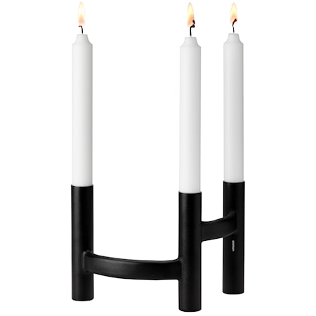 Ora three-branch candleholder - black