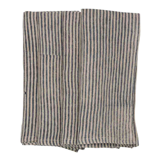 Chamois - Stripe Servett Lin 50x50 cm Blå