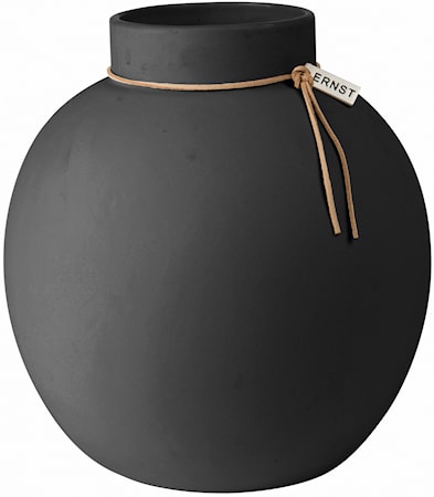 Rund Vas Stengods 22 cm - Mörkgrå