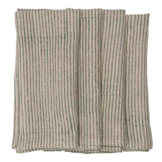 Chamois - Stripe Servett Lin 50x50 cm Grön