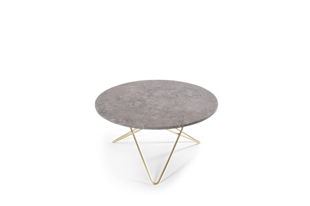 O Table Grå Marmor med Mässingram Ø80