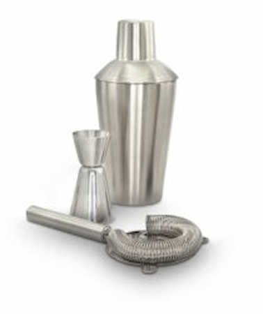 3-del set drinksil, shaker & måttkopp