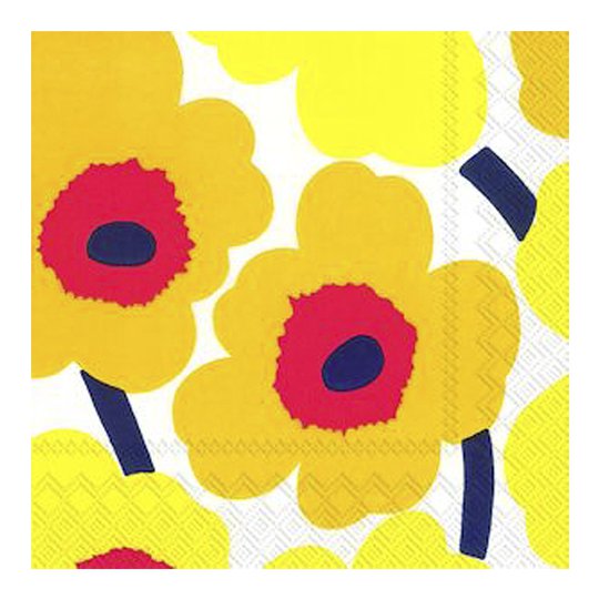Marimekko - Servett Unikko 33x33 cm Gul/Röd