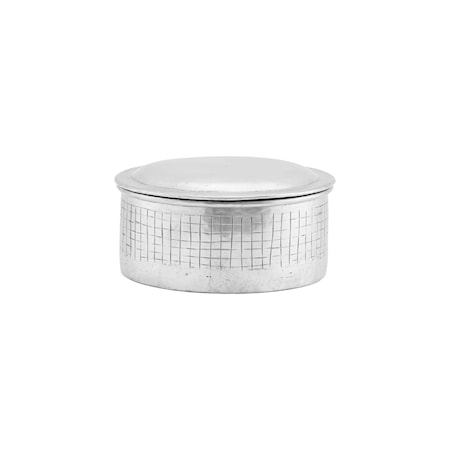 Förvaringslåda med lock Noova Silver h:8 cm