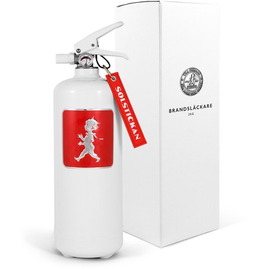 Solstickan Design Brandsläckare 2kg, Vit med Rött Emblem