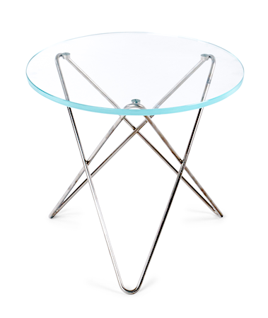 Mini O-table glass sidobord – Clear/stainless