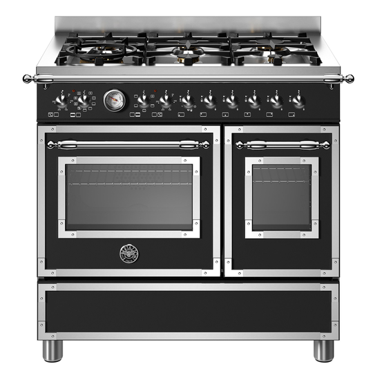 Bertazzoni HER96L2ENET Heritage gasspis med dubbelugn, 90 cm, mattsvart