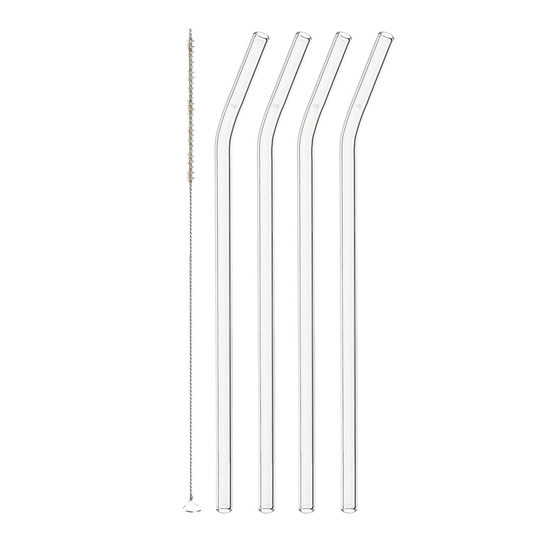 Leonardo - Ciao Sugrör i glas Knik 23 cm + Borste 4-pack Klar