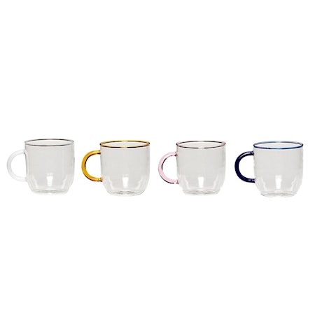 Muggar Glas med öra 4 st/färger