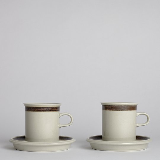 Arabia - SÅLD Arabia Brun Rand Kaffekoppar 2-Pack