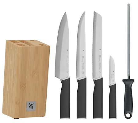 Kineo Knivset med 4 knivar, 1 knivblock och 1 knivstål