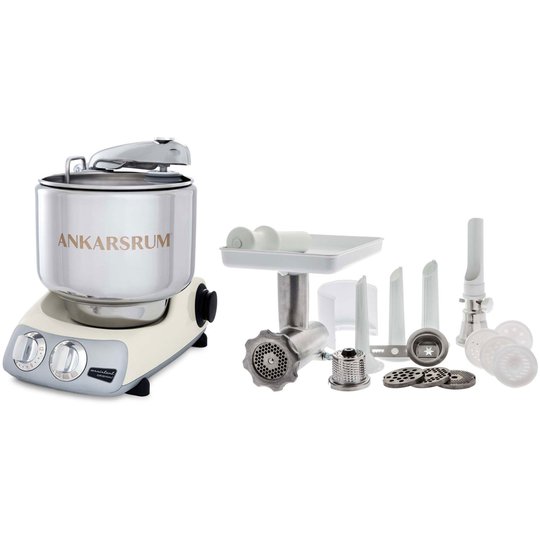 Ankarsrum AKM 6230 köksmaskin Ljus creme + komplett Köttkvarn