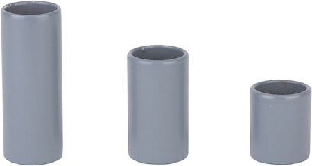 Ljusstump 3-p, låg,mellan,hög, grå