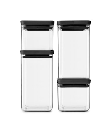 4 st Fyrkantiga Förvaringsburkar 2x0.7 L 2x1.6 L