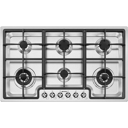 Smeg 90 cm Gashäll i Rostfritt Stål