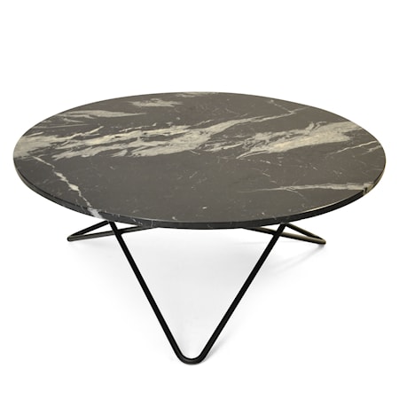Large O Table Svart Marmor med Svart Ram Ø100