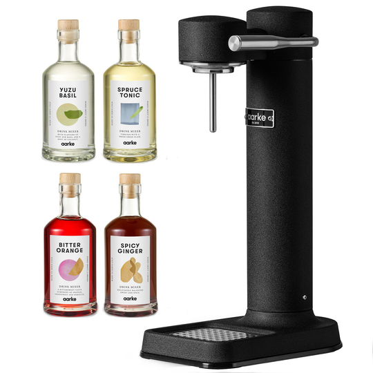 Aarke Carbonator 3 kolsyremaskin + drink mixer 4-pack, svart