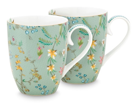 Jolie Stor Mugg Flowers Blue 2-pack