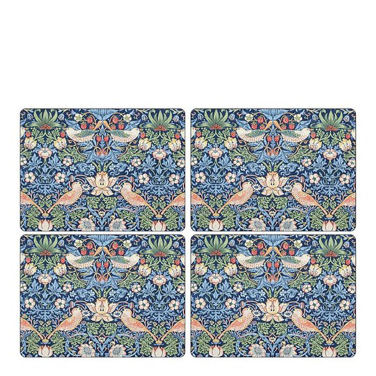 Morris & Co - Strawberry Thief Tablett 30x40 cm 4-pack Blå