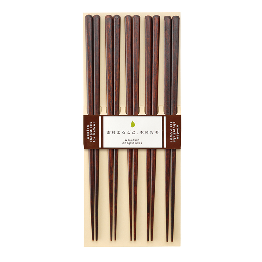 KAWAI - Ätpinnar Plain Wood 5-pack Brun