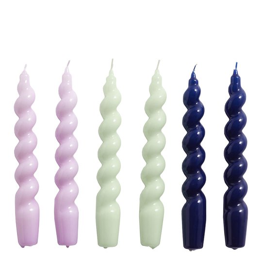 Hay - Ljus Spiral 6-pack Lilac, Mint, Midnight blue