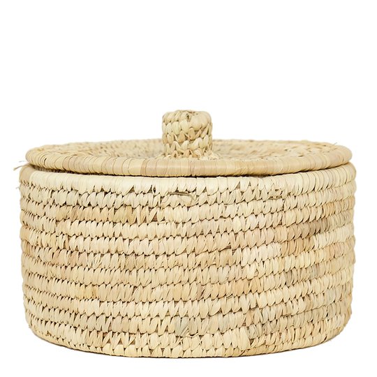 Afroart - Palm Korg med lock 20x11 cm Natur