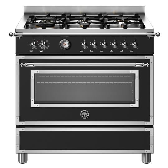 Bertazzoni HER96L1ENET Heritage gasspis med singelugn, 90 cm, mattsvart