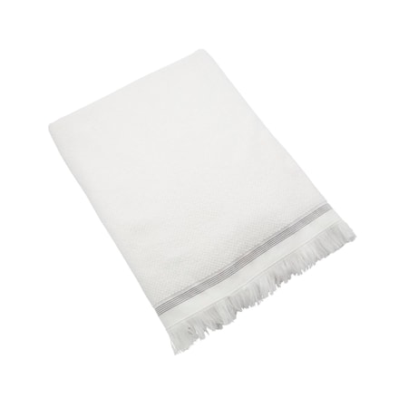 Handduk 100x180 cm Vit med Gråa streck