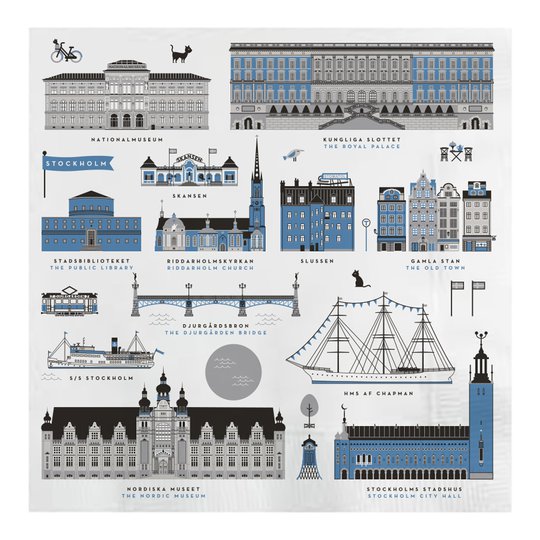 Citronelles - Sthlm City Servett 33x33 cm Blå