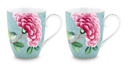 Blushing Birds Stor Mugg Blå 2-pack